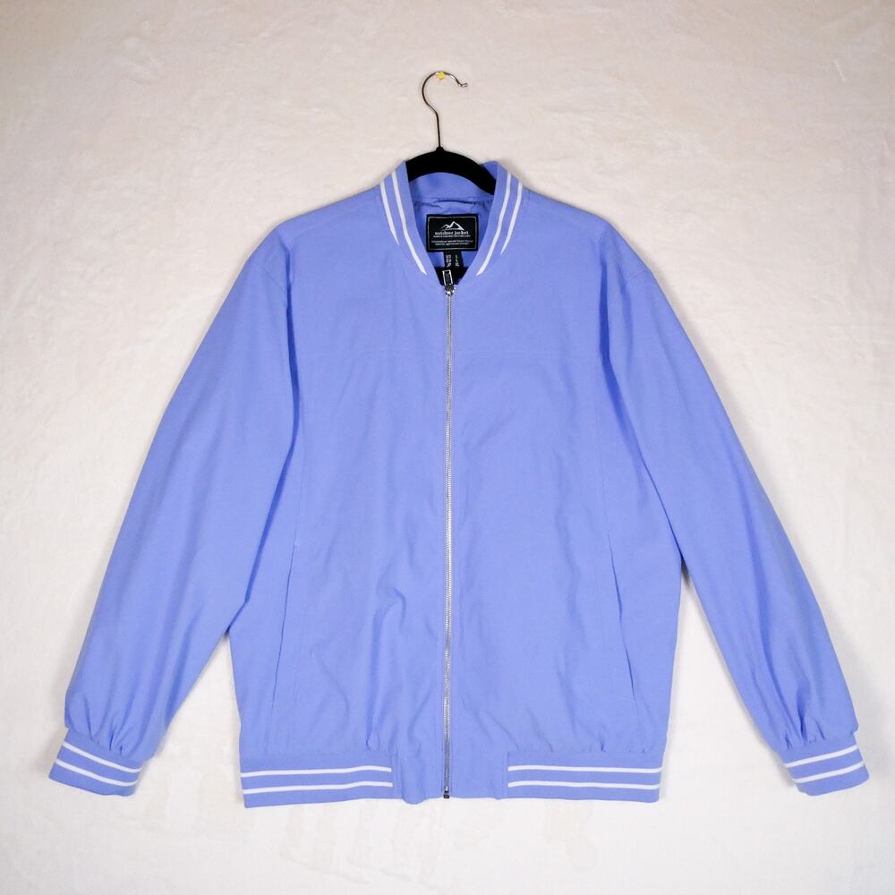 Outdoor Jacket Always Striving For Excellence Size L Baby Blue Bomber Preppy